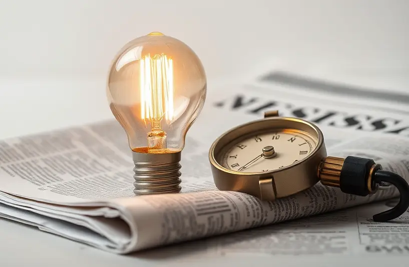 light bulb on a newspaper next to a compass - idea of automated accessibility testing, light bulb moment and knowing where to go